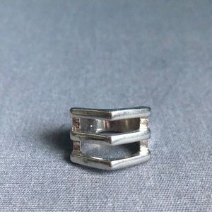 Silver geometric ring